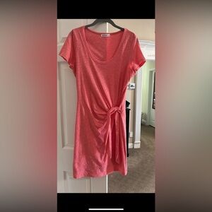 Coral Tie Front T-Shirt with Short Sleeves NWOT